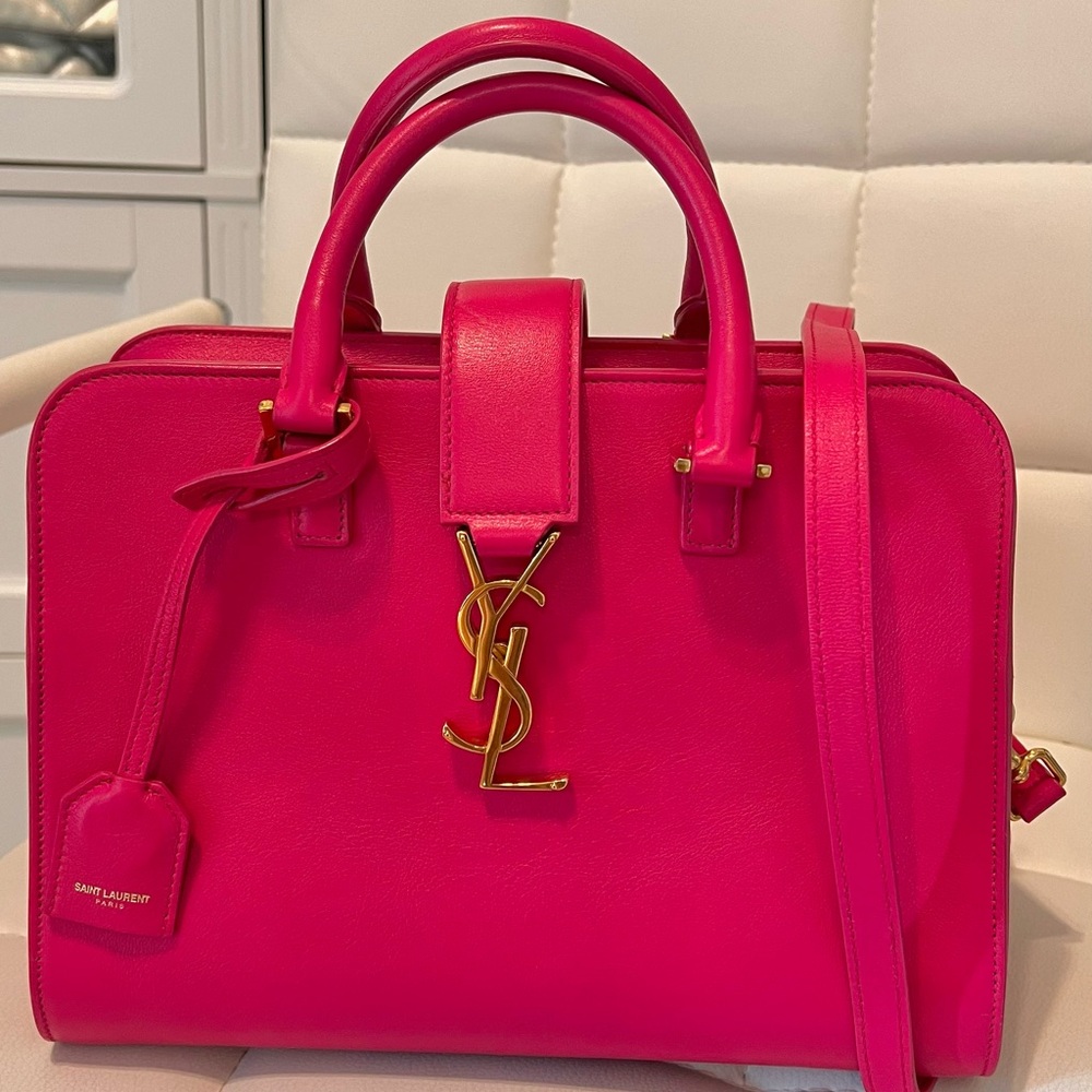 Saint Laurent Pink Satchel Bag with Gold Hardware